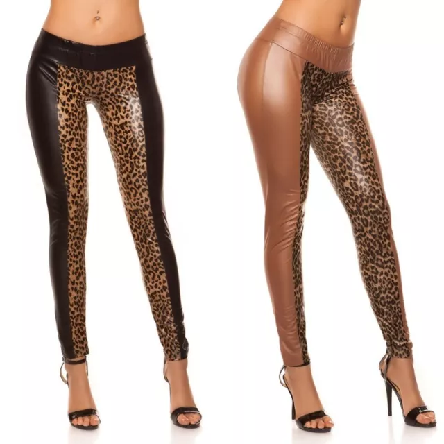 Leggings da donna pantalone pantacollant leggings aderente leopardato party