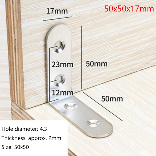 Stainless Steel Corner Brace Joint L Shape 90° Right Angle Brackets Fasteners