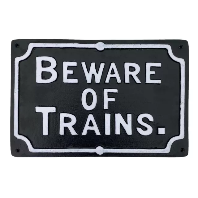 Cartel de pared BEWARE OF TRAINS ferro carril tren hierro 31cm estilo antiguo