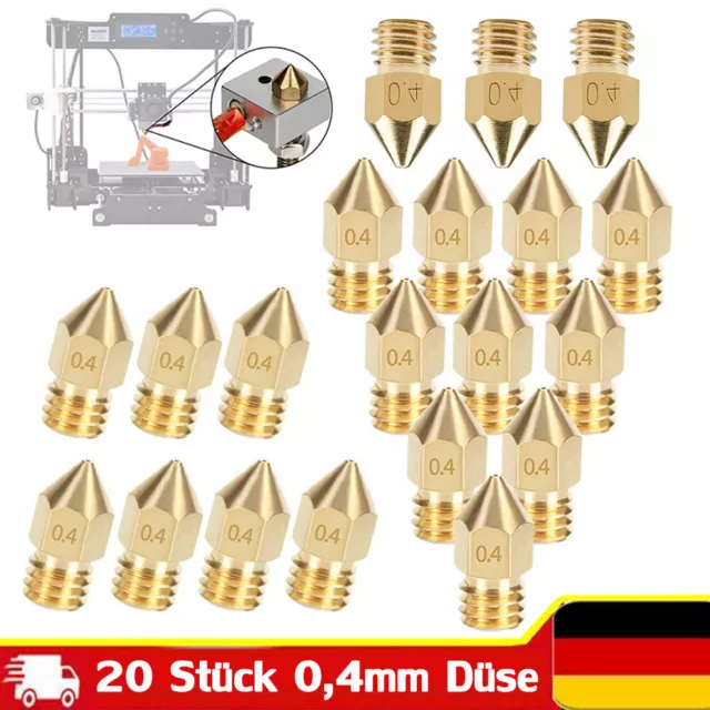 20x M6 MK8 Extruder Düse 0,4mm Nozzle Messing Set Für 1,75mm 3D Drucker Makerbot