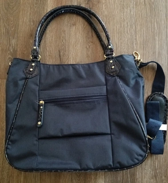 Samantha Brown Croc Embossed Accents Tote Travel Bag Purse Carry On  Navy 2