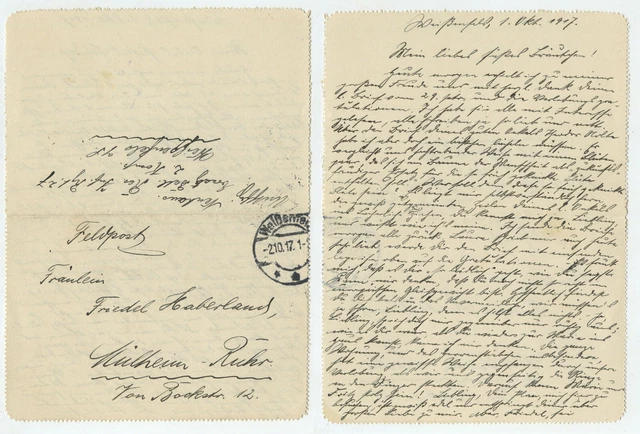 97655 - Feldpostbrief - Weißenfels 2.10.1917 nach Mülheim-Ruhr