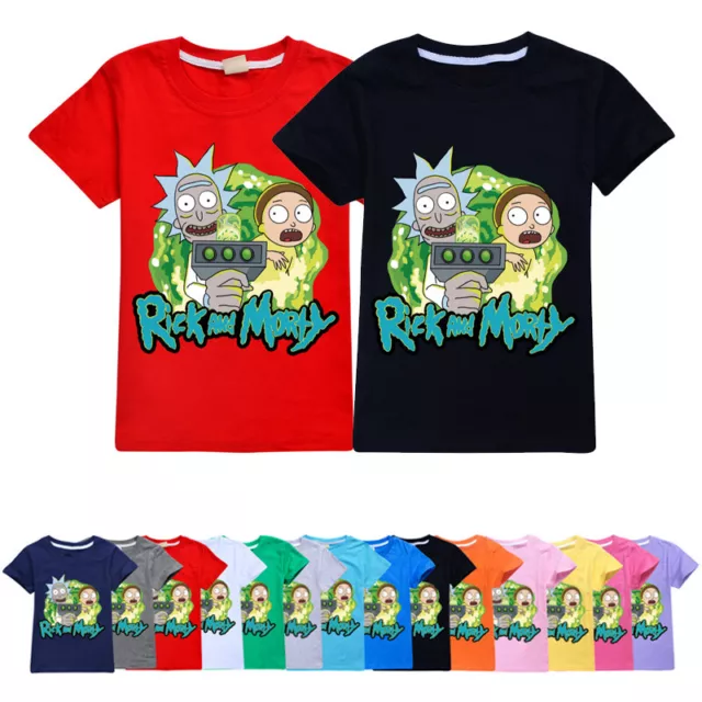 T-shirt a maniche corte casual nuova ragazzo ragazza Rick and morty 100% cotone regalo