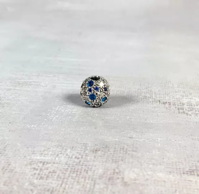 Pandora Moments blue Cosmic Stars sterling silver sparkly CZ beaded clip charm