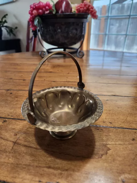 Vintage GATCO Solid Brass Pedestal Embossed Design Pot Basket Planter Handle