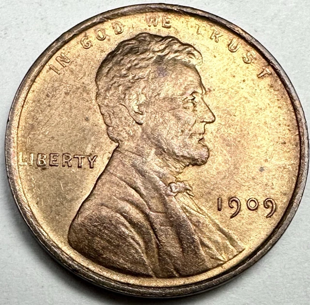 1909 Vdb Lincoln Wheat Cent Penny Gorgeous High Grade Mostly Red Bu