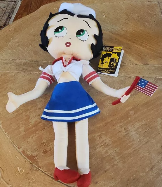 Betty Boop Kellytoy Plush Doll  2006 "Patriotic Sailor Betty" Plushie 16.5 in