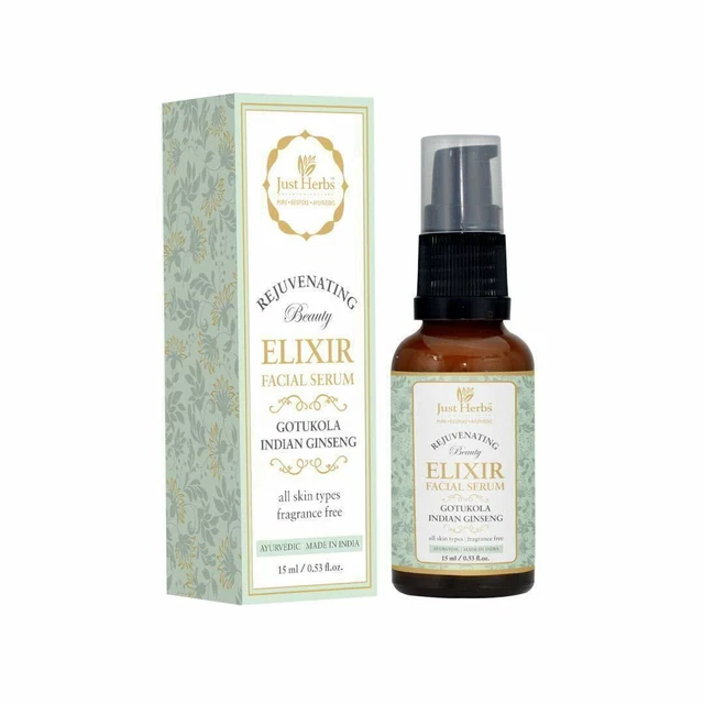 Suero facial elixir de belleza Just Herbs ayurvédico gotukola para todo tipo de piel 15 ml