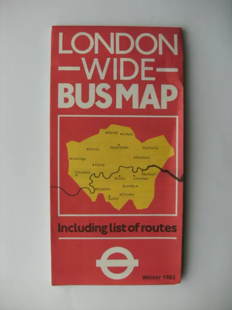 1985 London Transport London Wide Bus Route Map  & List (Ref LC6)