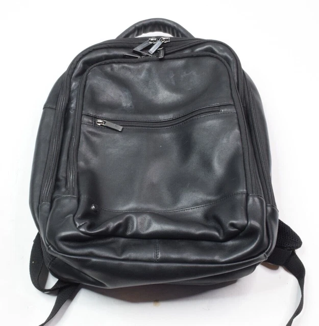 Levenger Leather Utility Backpack Adult Mens Black Travel Weekend