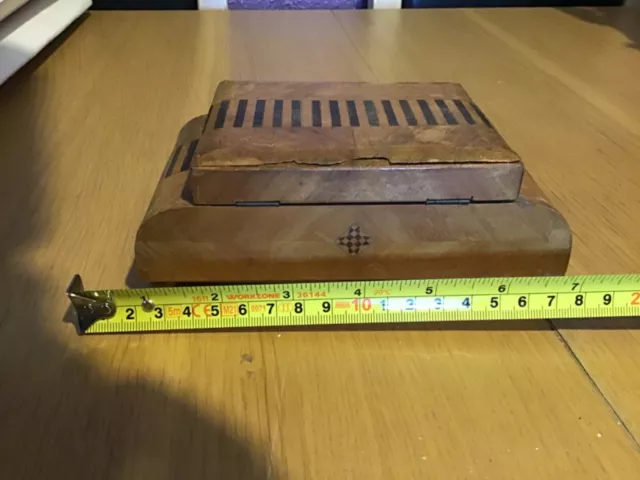 art deco walnut inlaid  wooden cigarette box