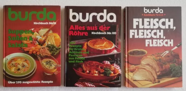 3 BURDA Kochbücher Nr. 110 Alles aus der Röhre Nr. 111 Suppen Nr. 124 Fleisch