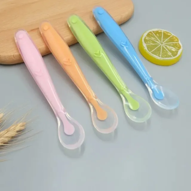 Baby Soft Silicone Spoon & Teether Feeding Tableware for Children weening