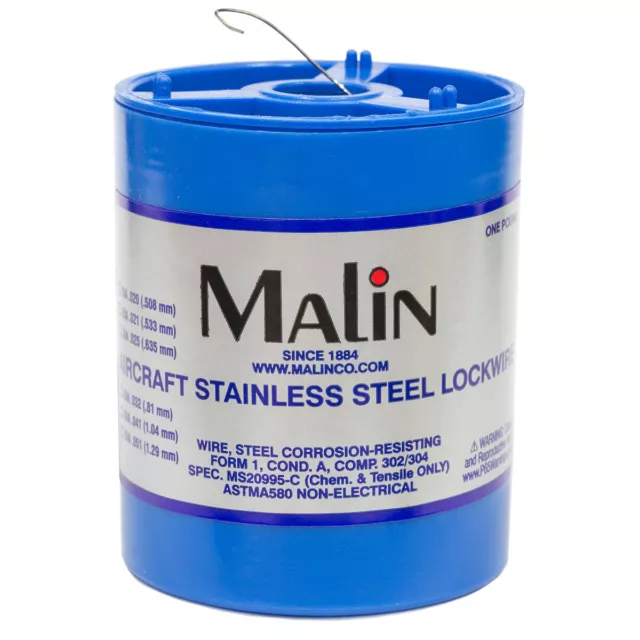 Malin Lockwire Stainless Steel Safety Wire (DIAMETER 0.041" / 1.04mm)