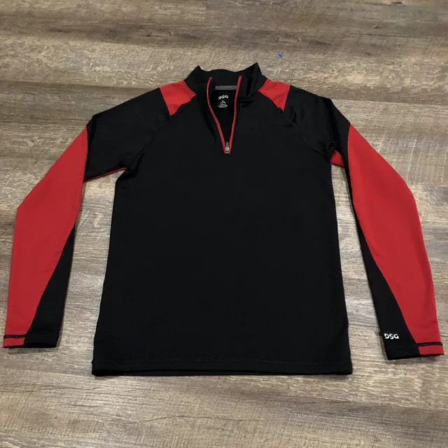 DSG Shirt Boys Large Size 14-16 Black Red 1/4 Zip Quarter Zip Youth Kids