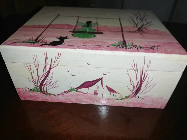 Boite en bois peinte à la main 217mm X 217mm X 87mm