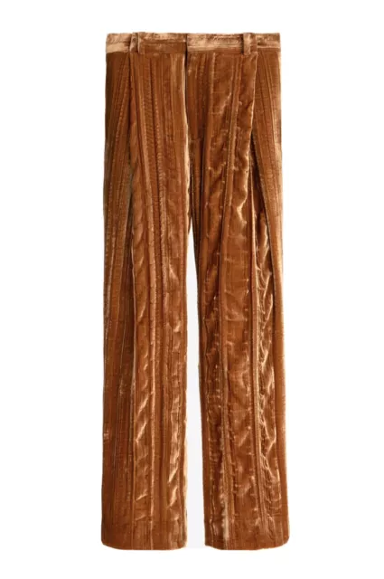 ZARA WOMAN HIGH Waist Limited Edition Velvet Trousers Caramel 2441
