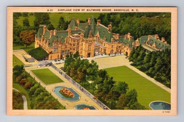 Asheville NC-North Carolina, Aerial Of Biltmore House, Antique Vintage Postcard