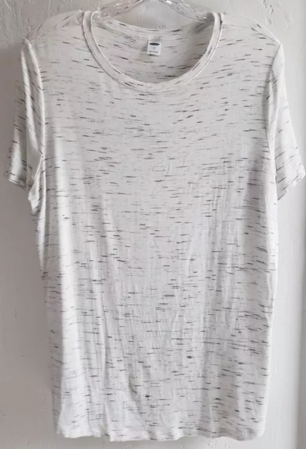 Old Navy Luxe Short Sleeve Space Dye White/Black Tunic T-shirt Large EUC