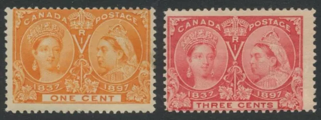 1897 Canada Queen Victoria Jubilee (2) ~ One Cent (#51) & Three Cents (#53) MNH