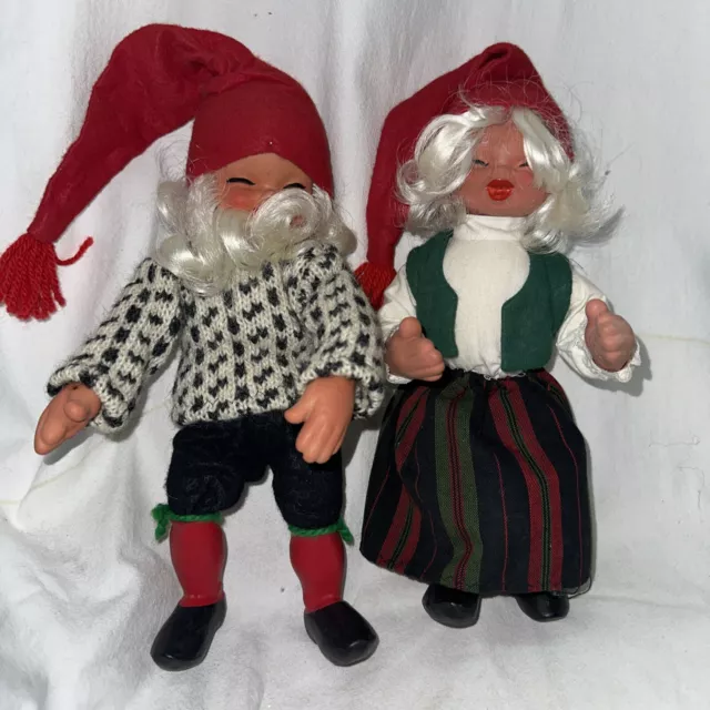 Vintage Arne Hasle Askim Norge Nordic Christmas Elf Gnome Doll 14" Pair