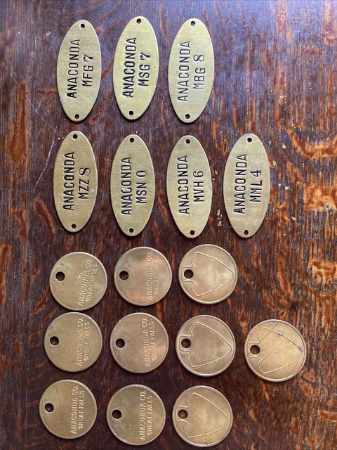 Vintage Anaconda Company Brass Tags Great Falls Montana Mining