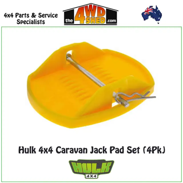 Hulk 4x4 Caravan Camping Trailer Jack Pad Set with Pin & Clip (4Pk)