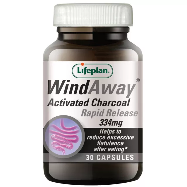 Lifeplan WindAway Activated Charcoal 334mg 30 Capsules