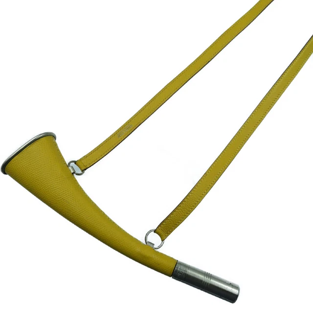Hermes Couchvel Rap Horn Necklace Choker Engraved Yellow 0064 Second Hand