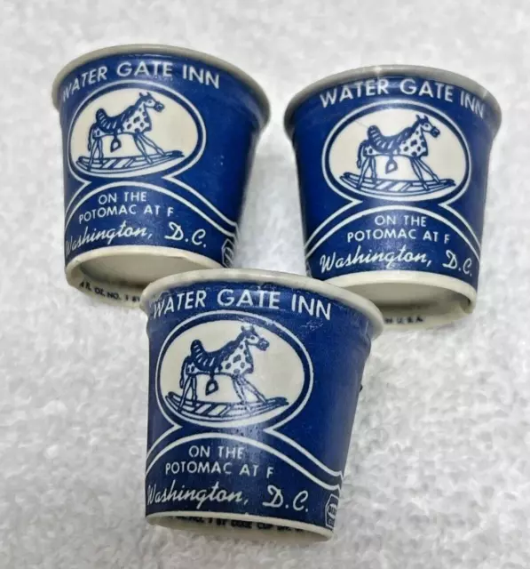 Lot of 3 Water Gate Inn Washington DC Dixie Cup 3/4 Oz Rocking Horse Design 3