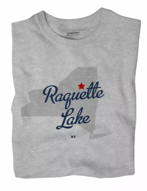 Raquette Lake New York NY T-Shirt MAP