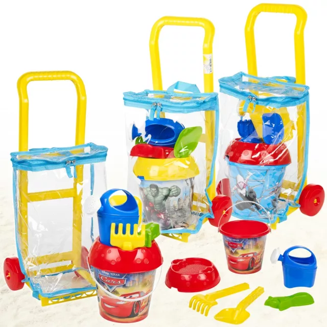 Kids Disney Marvel Plastic Beach Bucket & Spade Toy Set Sandbox Summer Outdoor