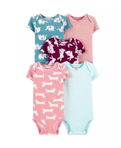 NWt carters NB newborn elephants dogs bunnies bodysuit shirts tops girls layette