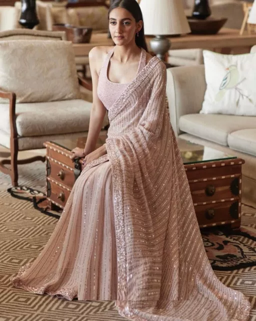 Saree Party Indian Designer Bluse Bollywood Ethnisch Hochzeit Kleidung Pakistani
