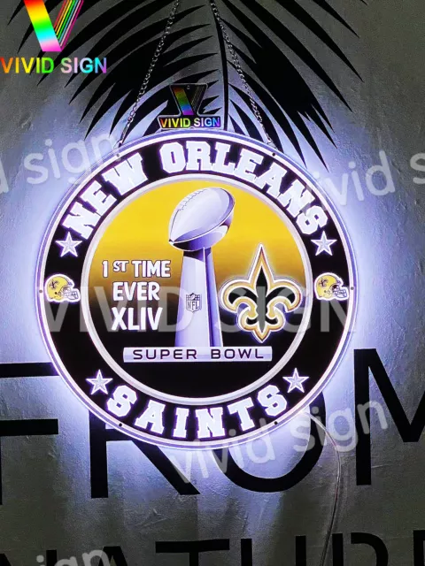 New Orleans Saints XLIV Champions 3D LED 16"x16" Neon Sign Light Lamp Man Cave
