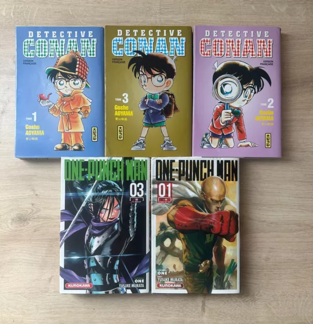 Manga VF Detective Conan Tomes 1 2 3  Gosho Aoyama  + One Punch Man 1 et 2