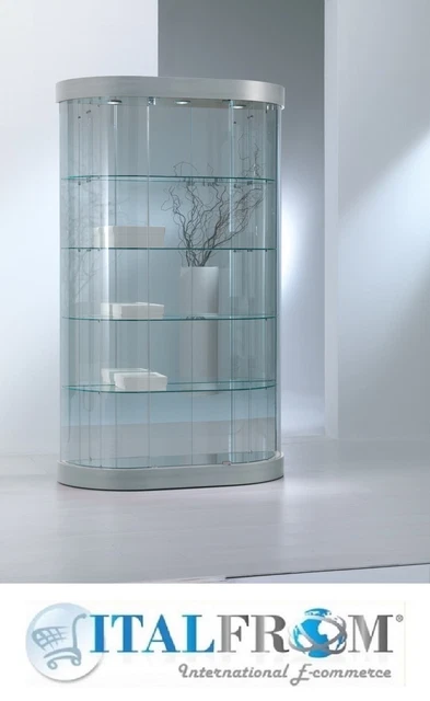 Vitrine Rotative Ronde En Verre Avec Étagères Et Éclairage - Pour Boutique Ou Collection - Neuf