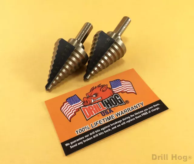 Drill Hog® Step Drill Bit 1/4-1-3/8" Molybdenum M7 UNIBIT 2 Pc Lifetime Warranty