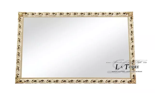 Specchio specchiera classica cornice traforata stile barocco su misura avorio e