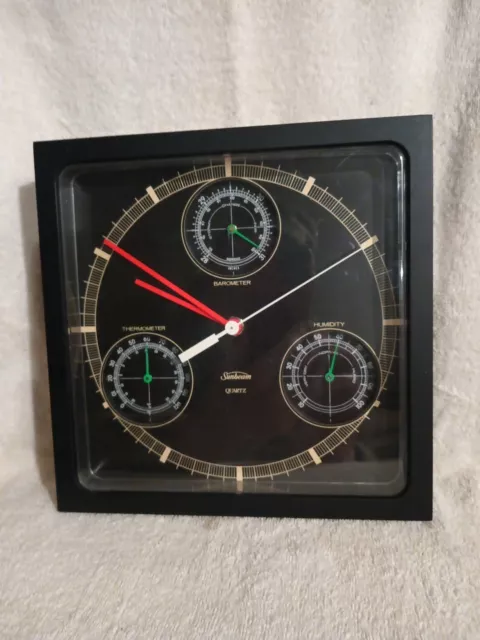 Sunbeam Wall Clock w Humidity, Barometer, Thermometer Quartz Tested-Works