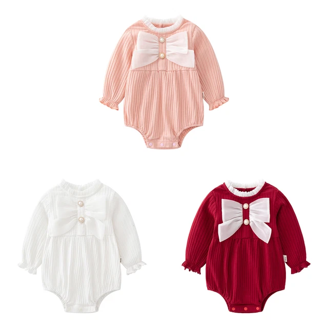 Camicia body compleanno bambina manica lunga arricciata nodo di fiocco battesimo