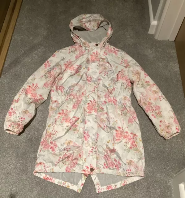 Next Girls Multi Floral Hooded Lined Lightweight Raincoat Age 11 Years