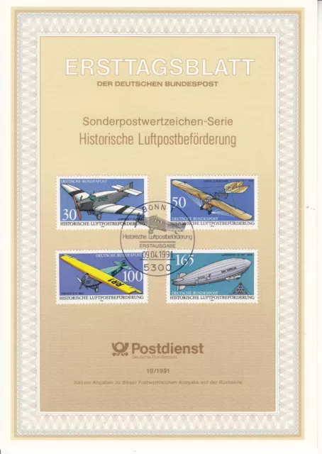Deutschland Bund Luftpostbeförderung ETB Mi 1522-25, Bonn 09.04.91