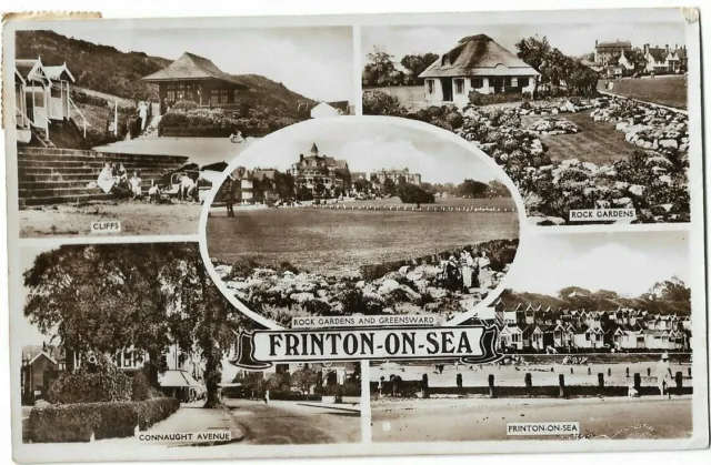 Lovely Scarce Old 5 View R/P Postcard - Frinton On Sea - Essex 1948