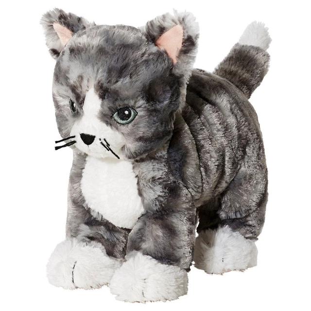 IKEA LILLEPLUTT soft toy cat grey/white