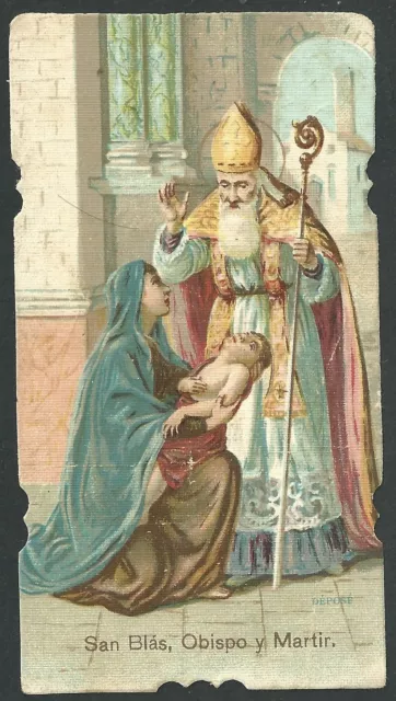 Estampa antigua de San Blas andachtsbild santino holy card santini