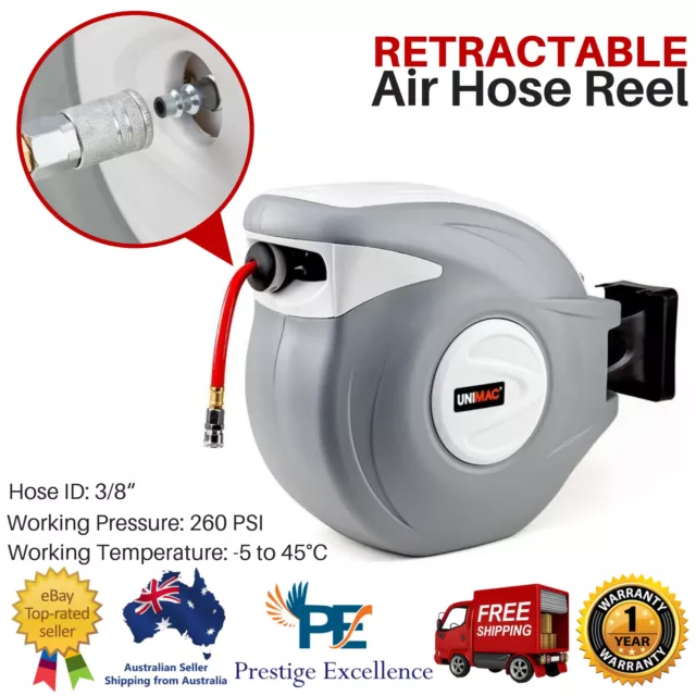 Unimac 30m Retractable Air Hose PVC Reel Quality Retractable Wheel Auto Rewind