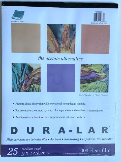 Grafix Clear .003 Dura-Lar Film , 9 “ X 12”  25 Sheets