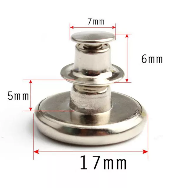 5 piezas Botones de metal con sujetador a presión para ropa jeans ajuste perfecto botón 3