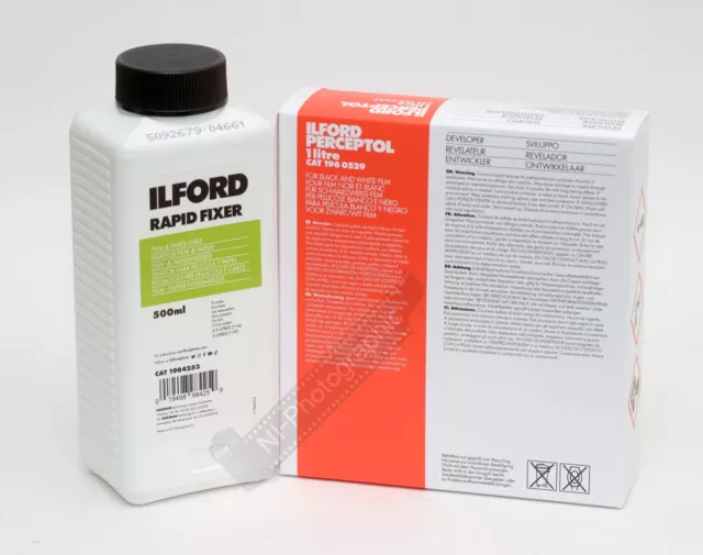 Ilford Perceptol 1L & Rapid Fixer 500ml Black & White Powder Film Developer Kit